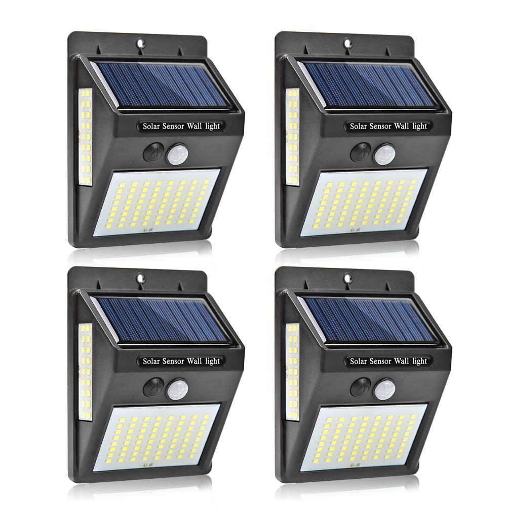 100LED Solar Light PIR Motion Sensor Wall Light Outdoor Garden Security Lamp For Garden Decoration Street Lantern: 4 PCS Black