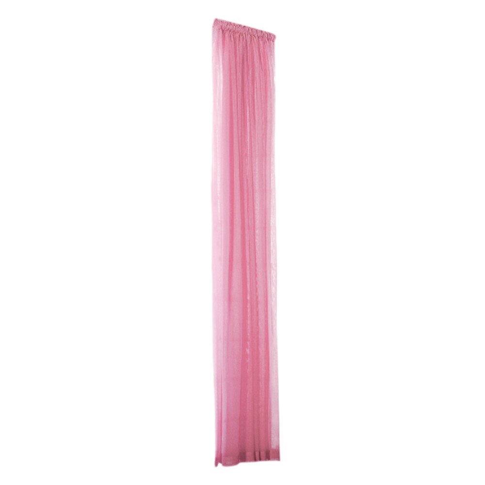 Rideau de porte fenêtre en Tulle de couleur Pure, 1 pièce, panneau, écharpe transparente, cantonnières, rideaux de fenêtre transparents pour décoration de salon: Rose