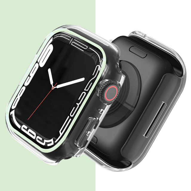 Funda luminosa para Apple Watch, Protector de parachoques para PC de 44mm, 45mm, 41mm, 38, 42 y 40mm, accesorios para iWatch 9/8/6/5/4/2/SE: Plata / 7 Pulgadas y Superiores