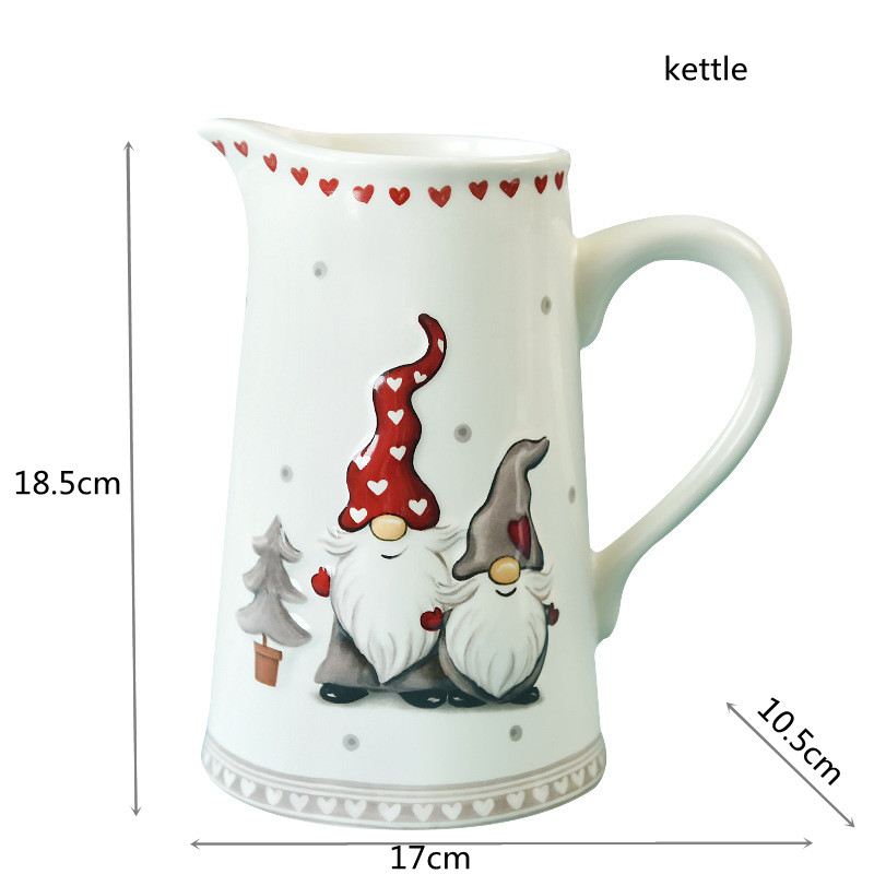 Nordic rectangular Christmas ceramic flat plate kitchen tableware embossed shallow plate western steak plate