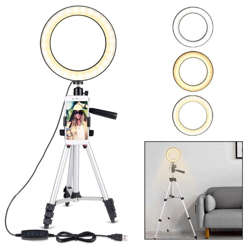 7.9 inch Telefoon Video LED Ring Licht met Statief Houder Dimbare Fill-in Beauty Selfie Lamp Fotografie Studio Knippert gereedschap