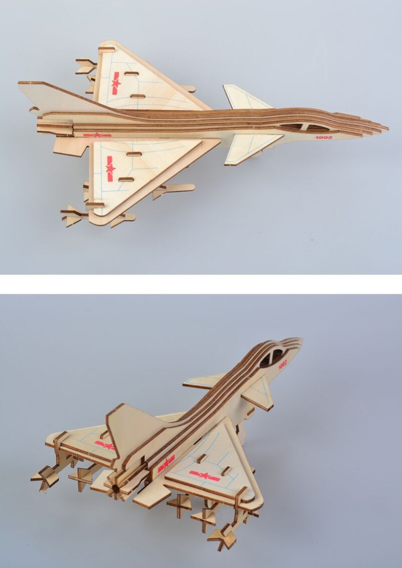 J-10 Fighter Hout Speelgoed Voor Kinderen Puzzel 3d Puzzel Creatieve Speelgoed Leren Speelgoed Voor Kinderen Voor Tiener Diy speelgoed