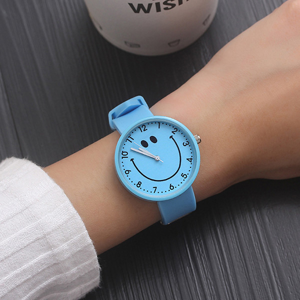 Silicone Polshorloge Vrouwen Horloges Dames Top Quartz Horloge Voor Vrouw Klok Vrouwelijke Uur Relog Montre Femme: blue smile