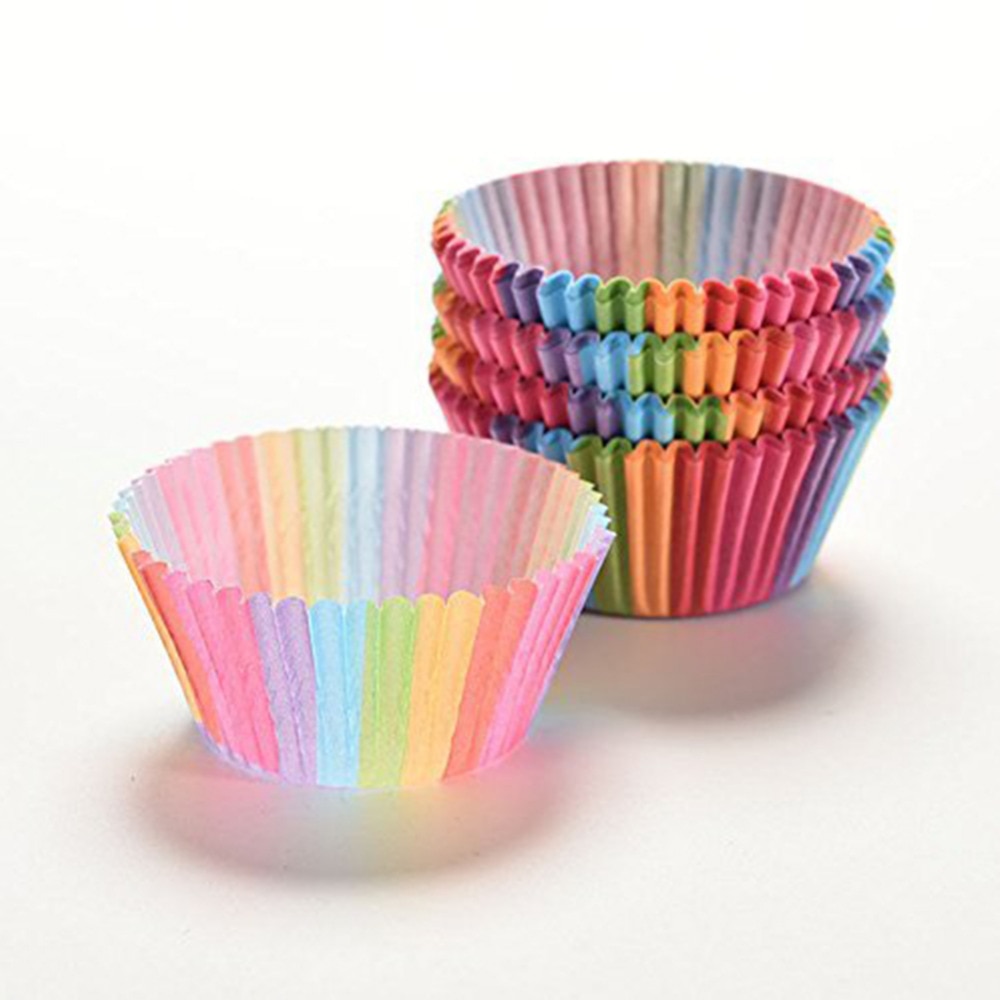 100 Stuks Kleurrijke Cupcake Liner Bakken Cupcake Papieren Vormpjes Taartdoos Cup Eitaartjes Lade Cakevorm Decorating gereedschap