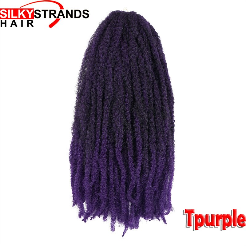 18 Inch Ombre Marley Braids Crochet Hair Crochet Braid Twist Box Afro Synthetic Jumbo Braiding Hair Extensions For Black Women: T1B/Purple / 1 pack