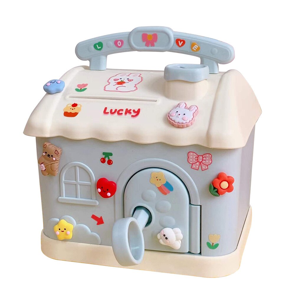 Piggy Bank Cartoon Shape Piggy Bank Cute Small House Can Withdraw Large Capacity Plastic Piggy Bank