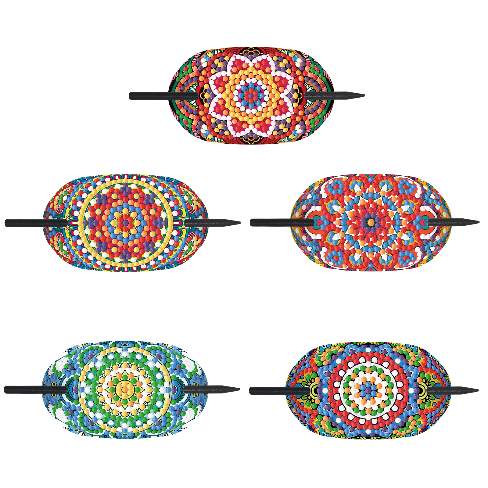 5 uds PU DIY pintura de diamante tocado accesorios para el cabello palos bordado de diamantes Kit de pintura horquillas para mujer: Amarillo claro