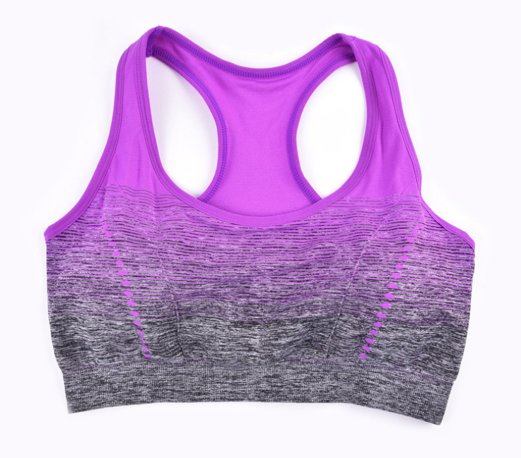 Naadloze Sport Beha Gradiënt Sport Bh Top voor Vrouwen Snel Droog Gewatteerde HBack Sport Top Naadloze Yoga Running Fitness Sport bras: purple / L