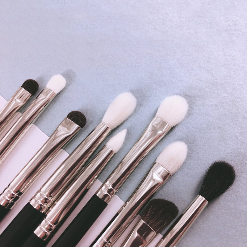 Pincel de maquillaje hecho a mano, mezcla de sombra de ojos, pelo de cabra Saikoho, pelo de caballo, herramientas cosméticas, juego de pinceles de maquillaje