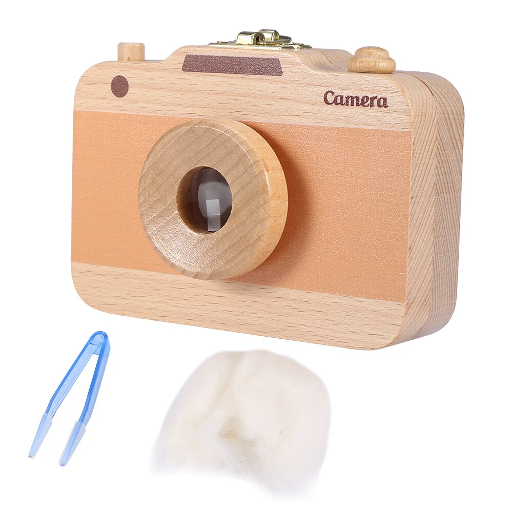 Wooden Baby Tooth Box Teeth Organizer Wooden Camera-pattern Storage Box Case for Baby Teeth and Baby Hair: Blue