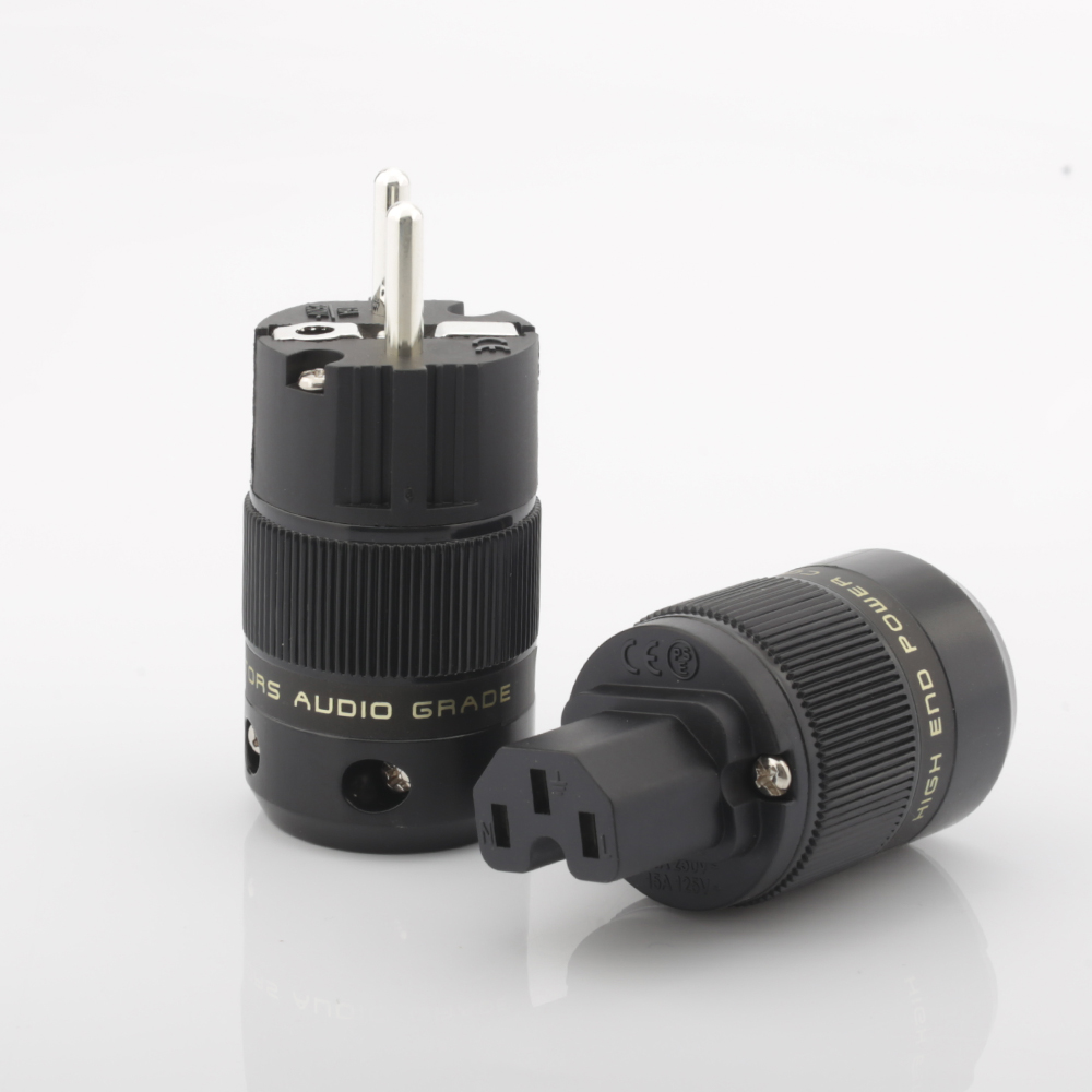 Schuko Power Plug EU Plug Hifi European plug Male Female Power Plug 24K Gold plated Rhodium silver Plated HIFI diy: B-Silver Plated