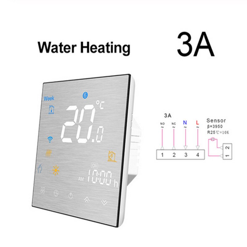 WiFi Smart Central Air Conditioner Thermostat Temperature Controller 4 Pipe 2 Pipe 3 Speed Fan Coil Unit Work with Voice: water