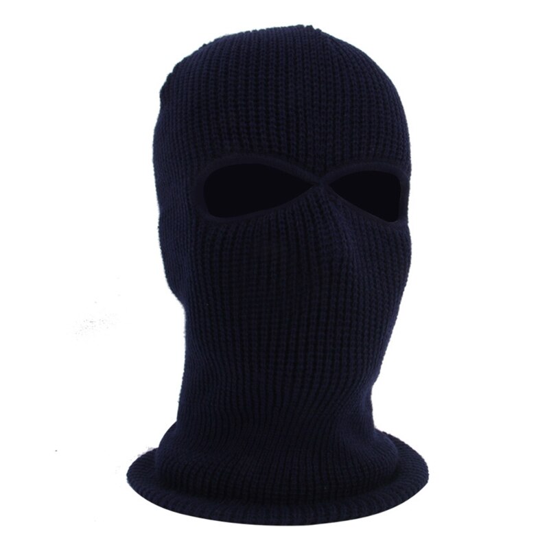 2-Hole Knit Ski Mask Balaclava Hat Winter Full Face Cover Neck Gaiter Beanie Cap: Navy