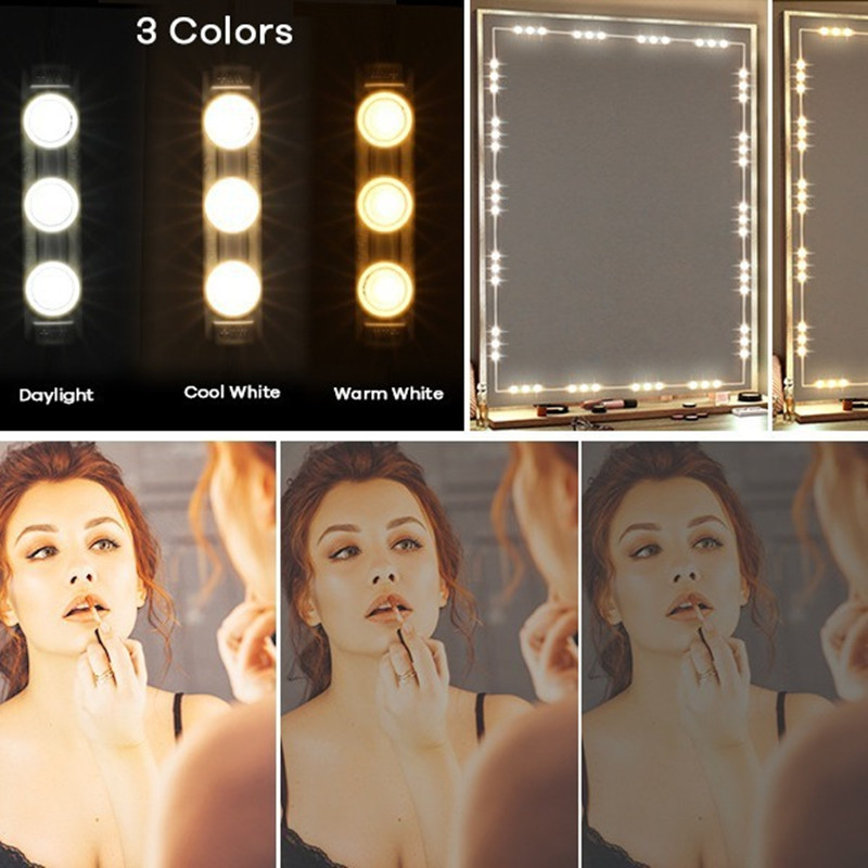 Makeup Mirror LED Light Bulbs Vanity Lights USB Bathroom Dressing Table Lighting Adjustable brightness and colour temperature