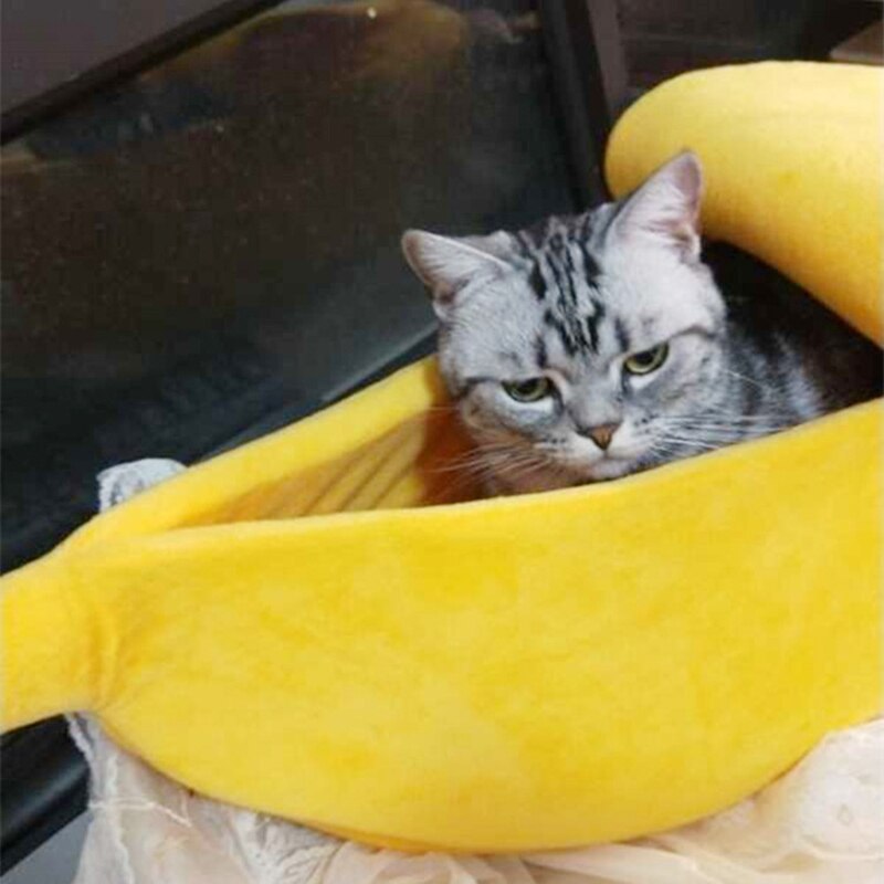 Sød katteseng bananformet blød kat kæleseng hus dejlige kæledyrsartikler til kattekillinger kanin små hunde  xh8z