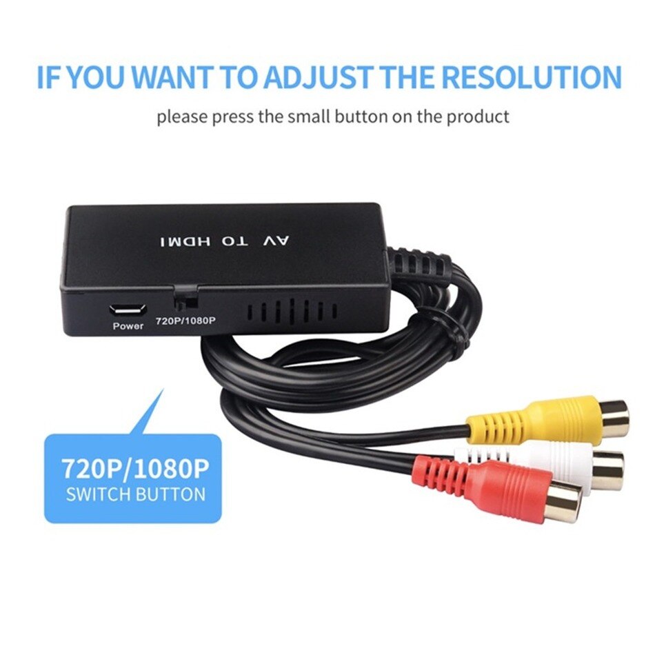 RCA to HDMI Converter, Composite to HDMI Adapter Support 1080P PAL/NTSC Compatible with PS one, PS3 PS2 STB Xbox VHS DVD VCR