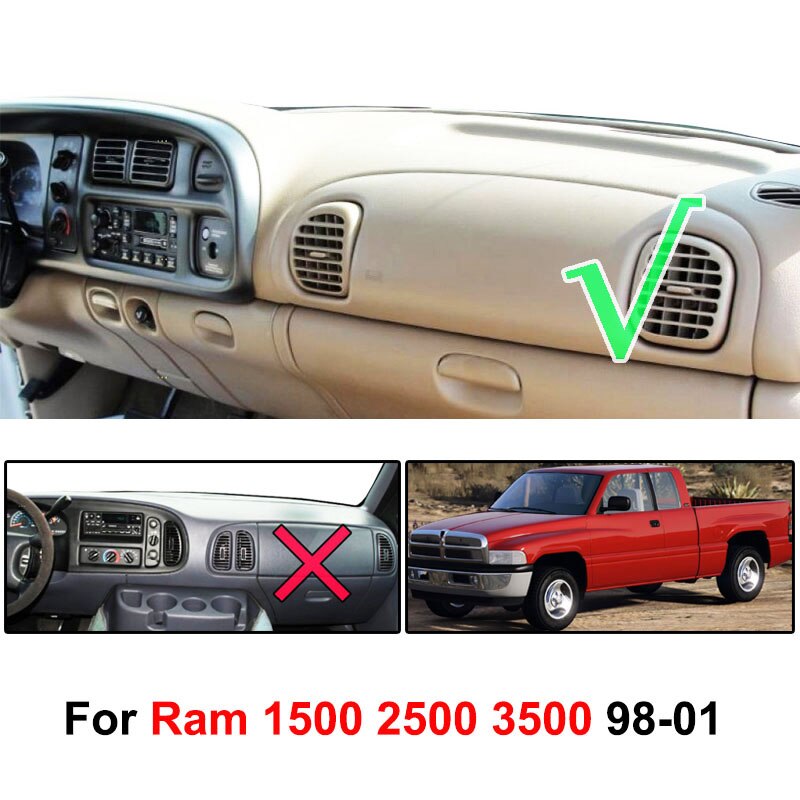 Dashboard cover dashmat dash mat solskærm dash board cover tæppe til dodge ram 1500 2500 3500 1998 1999 2000 2001