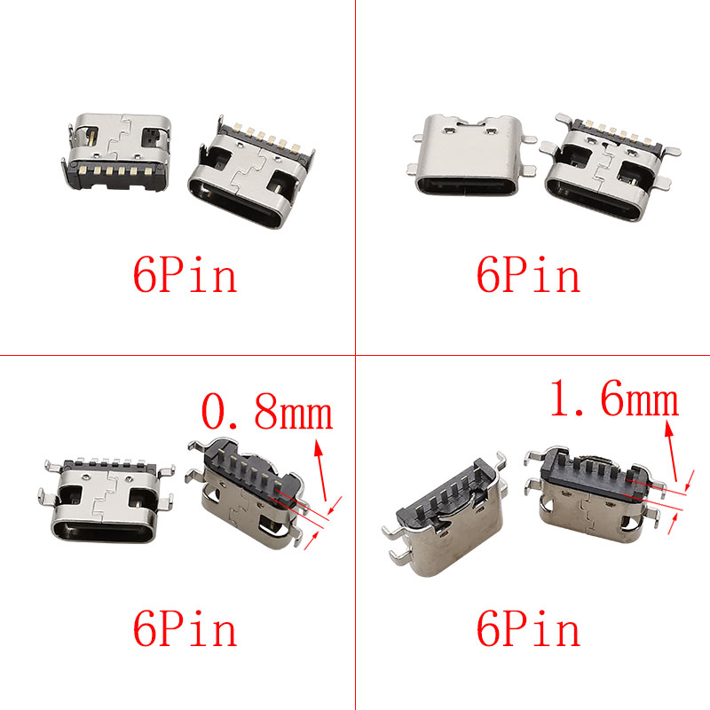 Connecteur USB Type C 2/6/16/24 broches, prise femelle, Port de chargement, SMD SMT PCB, soudure, bricolage, réparation, connecteurs de prise USB-C type-c, 10 pièces