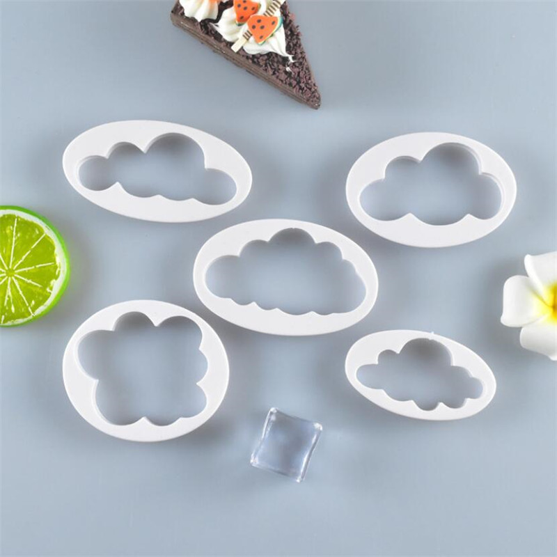 5 Stks/set Fondant Cutter Cloud Plastic Cake Cookie Biscuit Cutter Fondant Mold Fondant Cake Decorating Gereedschap Suiker Ambachtelijke