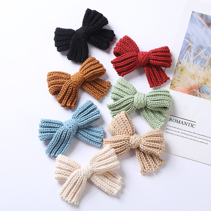 Herfst Winter Kinderen Hoofdtooi Meisjes Wol Boog Haarspeld Baby Haarspeld Baby Hoofddeksels Hoofdband Baby Meisje Accessoires