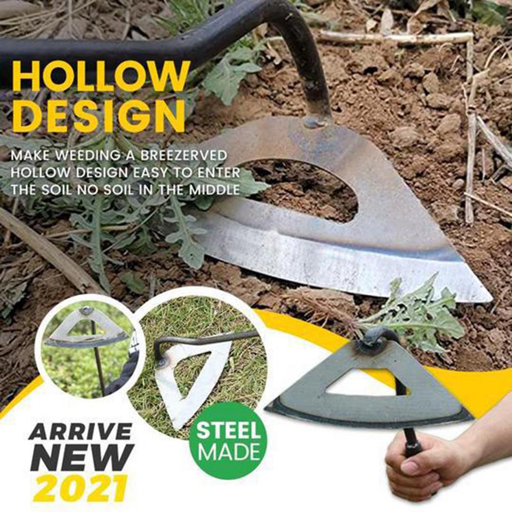 All-Steel Hollow Hoe Handheld Farming Weeding Shovel Rake Hand Tool Garden Soil Loose Vegetable Planting Rake Grass Root Remover