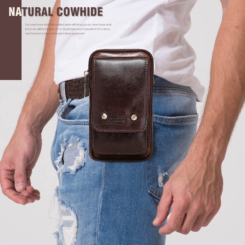 Leather Vertical Men Belt Waist Bag Phone Wallet C... – Grandado