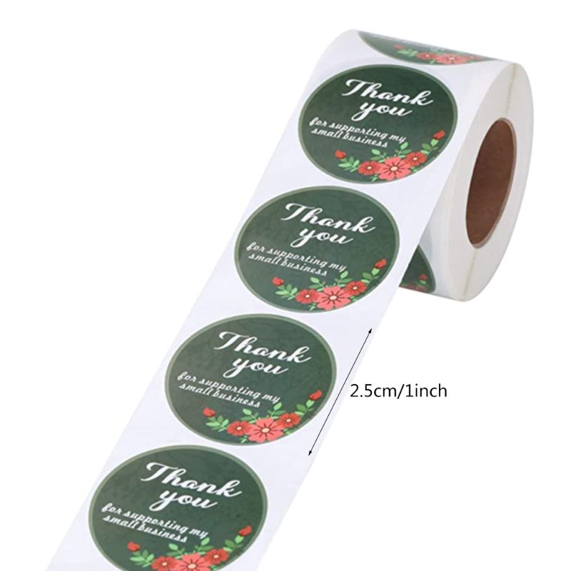 500 stuks bloemenstickers met de tekst 'bedankt voor uw steun aan mijn kleine bedrijf' voor een envelop met een zegel voor een bruiloftsbaketiket