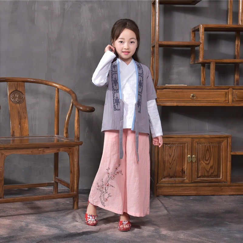 Retro Ethnischen Stil Tang-anzug Mädchen Alte Kostüm Prinzessin Klassische Hanfu Kleid Folk Dance Kleidung Fee Kleid für Bühne: gray / XL