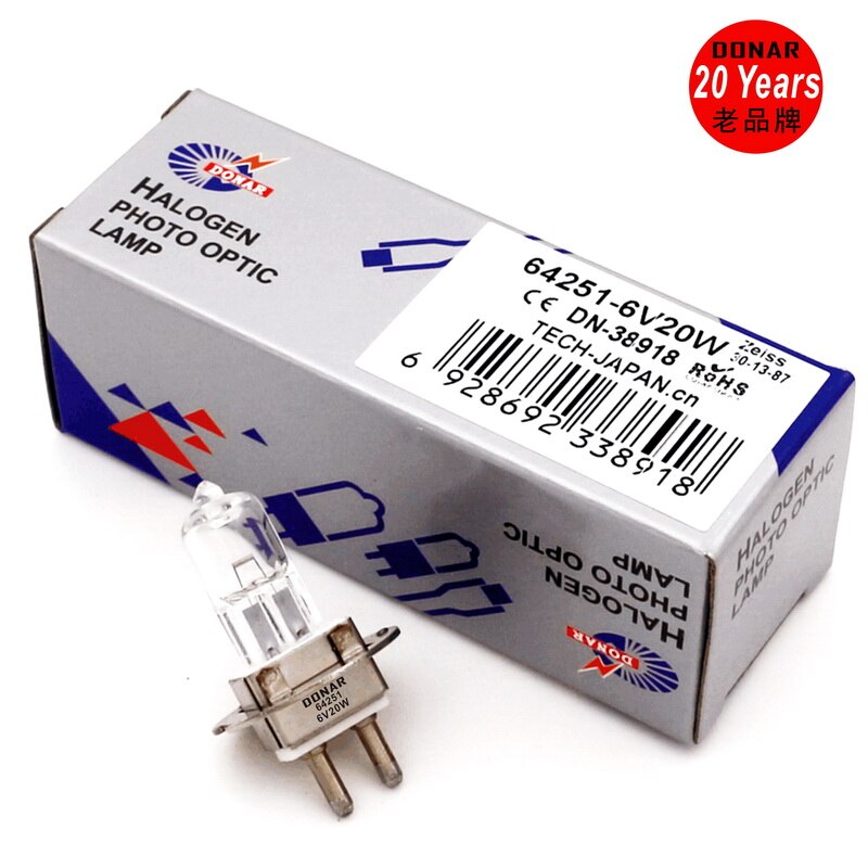 DONAR DN-38918 64251 hlx 6V 20W hlx64251 6V20W PG22 fotoptic kwarcowy żarówka halogenowa Zeiss mikroskop optyczny lampa szczelinowa