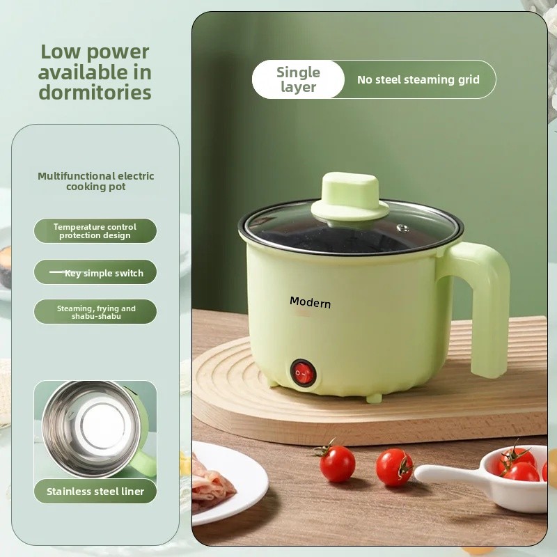 Multifunktionell elektrisk spisgryta liten kraftfull non-stick-gryta i rostfritt stål för kontorsbruk hushållsapparater 220v: Rosa / Oss