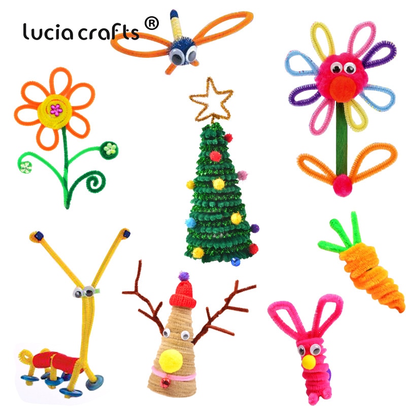 Pomponer / chenille wire / googly øjne diy håndlavede børn legetøj hjem fest indretning gratis  m0205