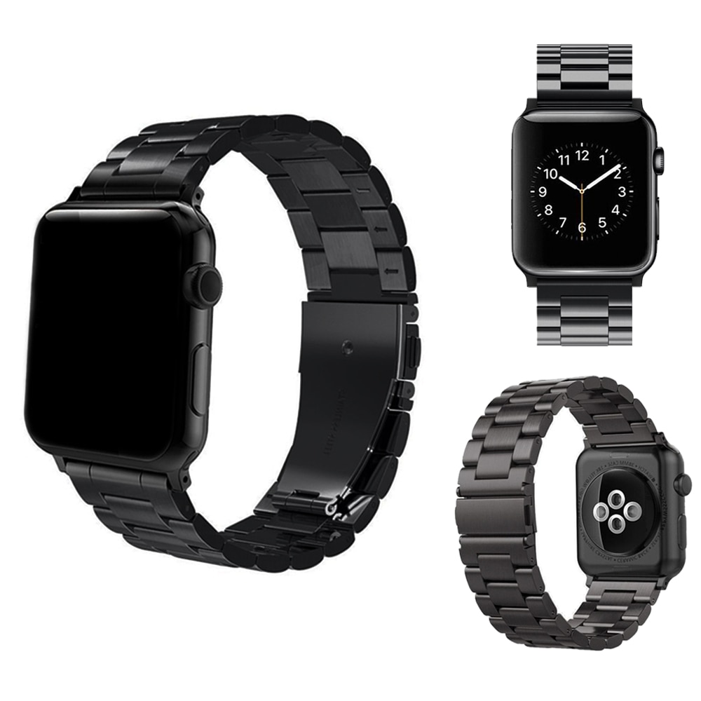 Bracelet en acier inoxydable pour Apple Watch, 38/42mm/40/44mm série 1 2 3 4 5 6, pour iwatch 5, bracelet avec bouton rose or