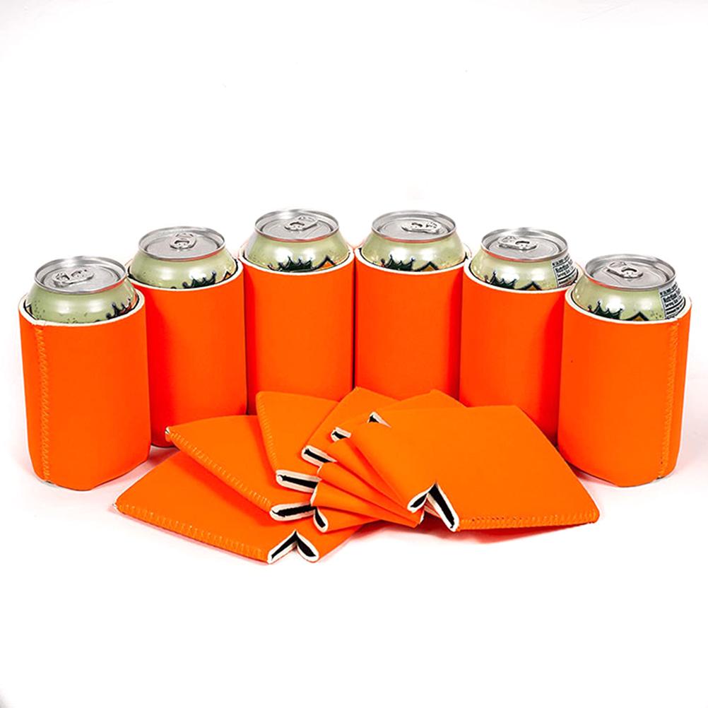 Mjukt isolerad burkhylsa neopren blank ölburk kylare ärm vikbar mugghållare skyddsöverdrag för läskvattenflaskor: Orange