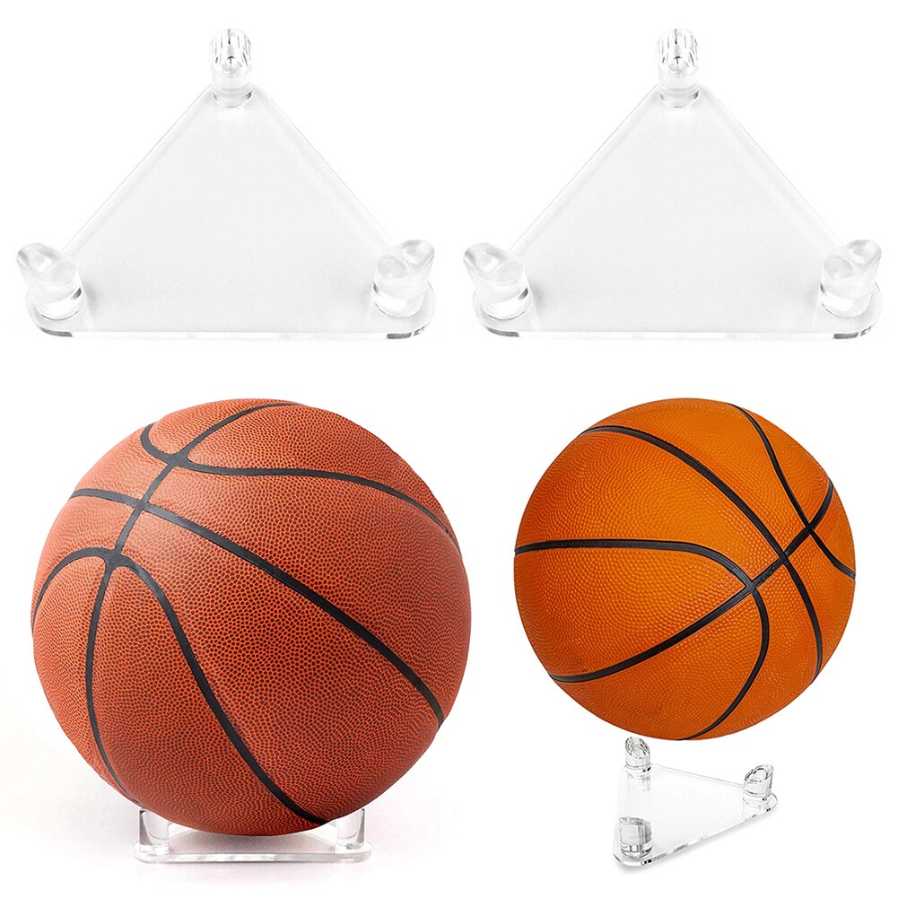 2 pieces simple clean display stand universal home basketball football memorabilia storage rack acrylic ball holder stable waterproof