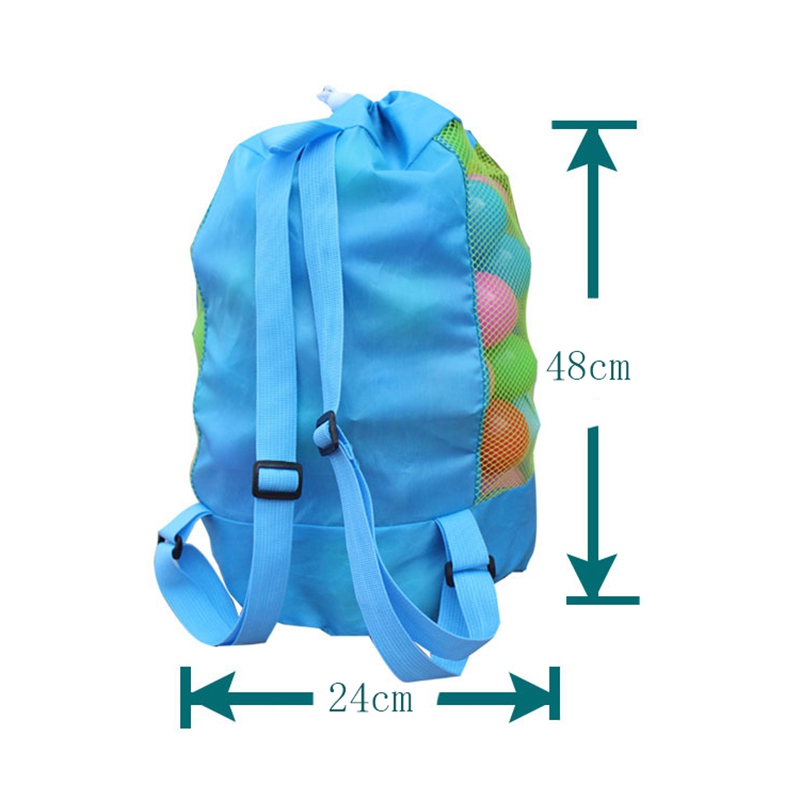 48 x 24cm bærbar strandpose sammenfoldelig mesh svømmetaske til børn strandlegetøjsopbevaringstaske børn udendørs svømning vandtætte tasker