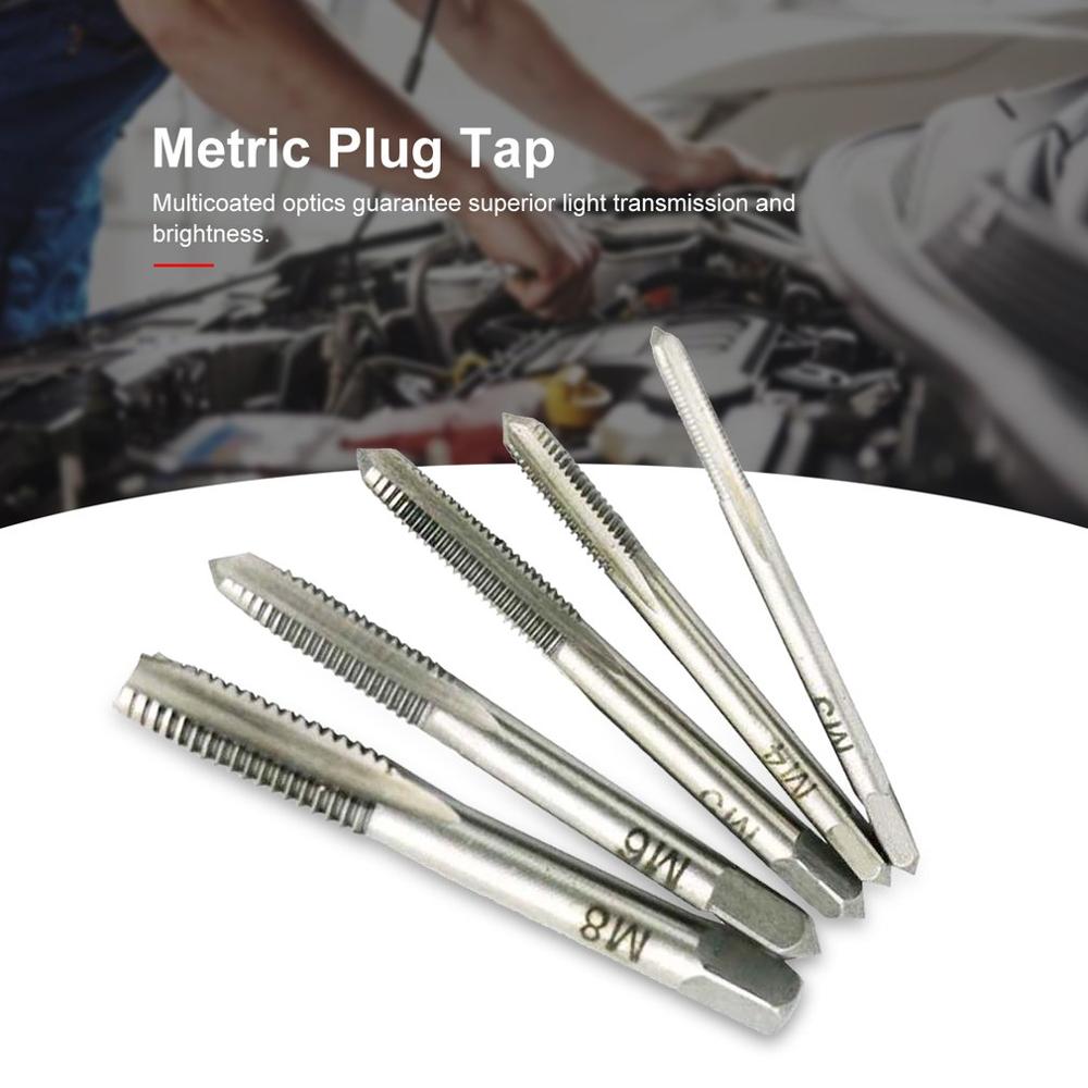 Tapping Screw Thread Metric Plug Taps 5pc Ball Bearing Steel Machine Hand Tap M3-M8 Set Hand Grinding Carving Tool