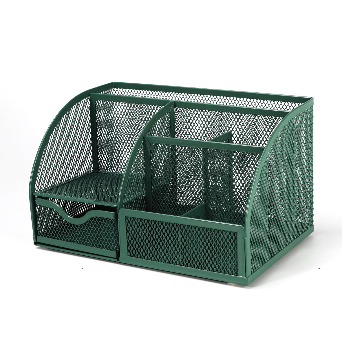 Metal Office Organizer Mesh Desktop Storage Box Stationery Accesorries Cosmetics Holder Office Home Supplies: Green