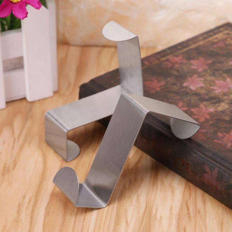 Stainless Steel Over Door Hook Kitchen Cupboard Drawer Cabinet Clothes Holder Organizer