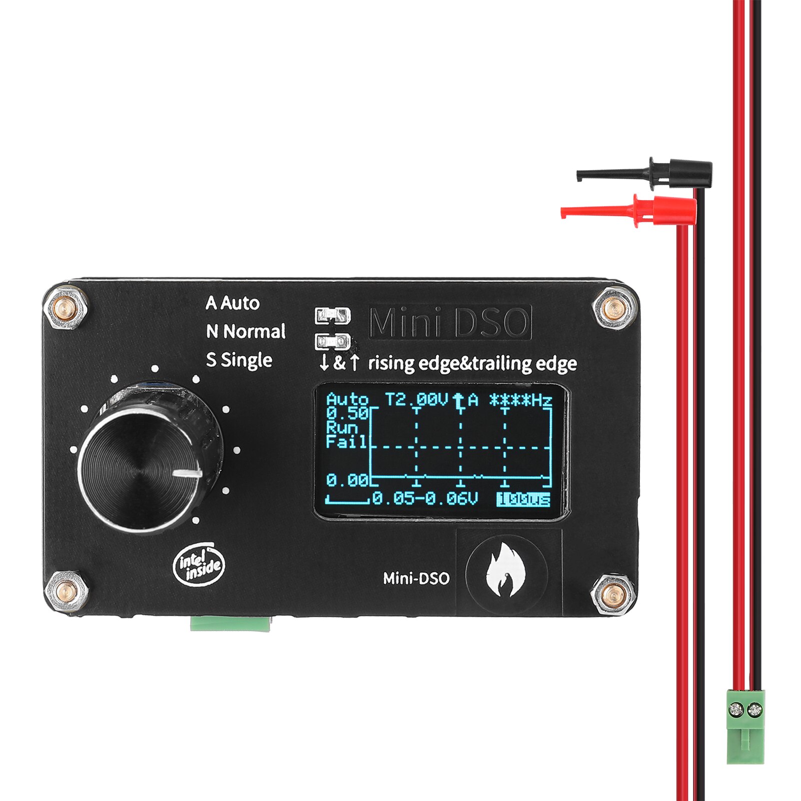 Mini osciloscopio de medición de un solo canal, botón mecánico de 0,96 pulgadas, frecuencia de muestreo de 250 kHz, perilla Simple de Metal: size B