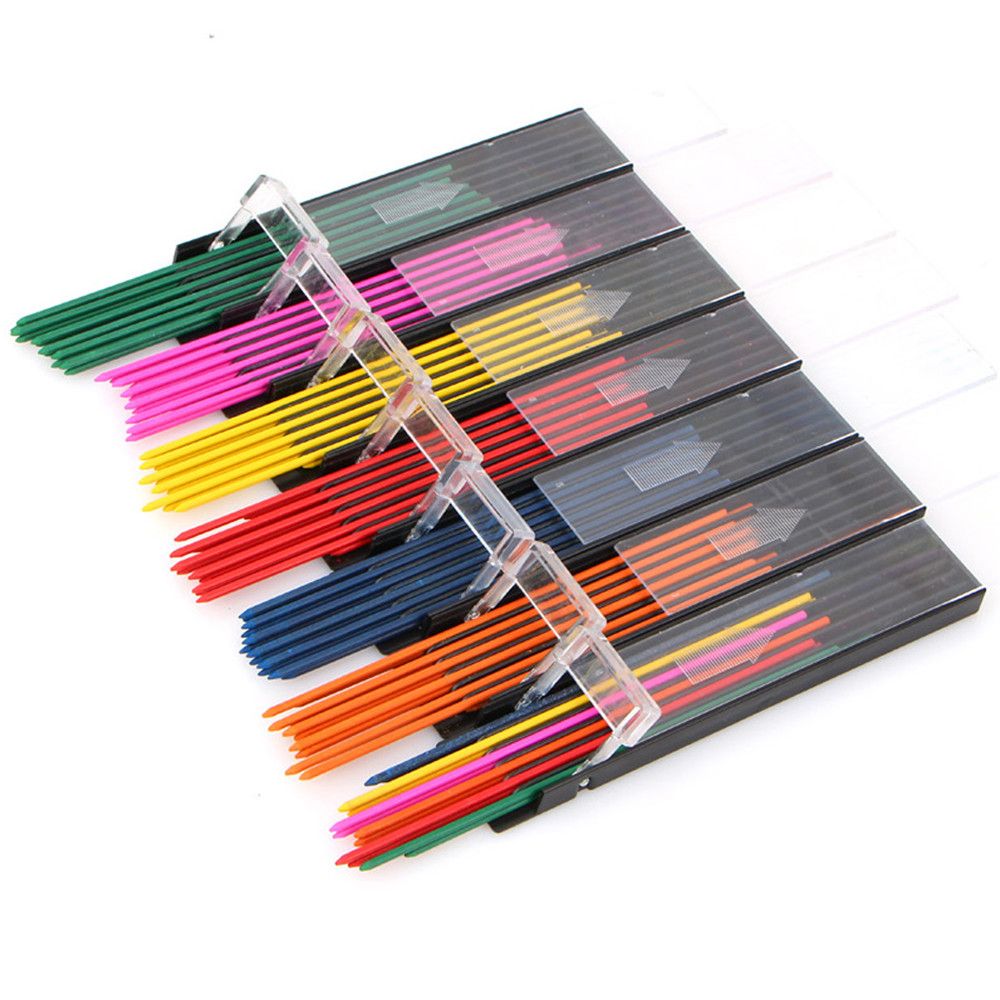 12pcs Colorful Thick Pencil Core 2.0mm Automatic Drawing Pencil Refills Kawaii Stationery Mechanical Pencil Lead for Wiritng