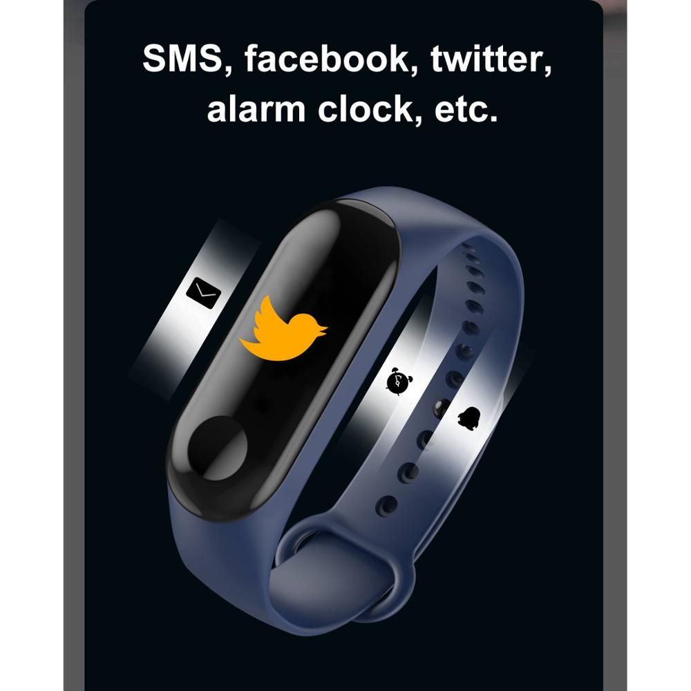 Draagbare sport  m3 fitness tracker horloge smartband waterdichte slimme armband bloeddruk hartslagmeter polsband mannen