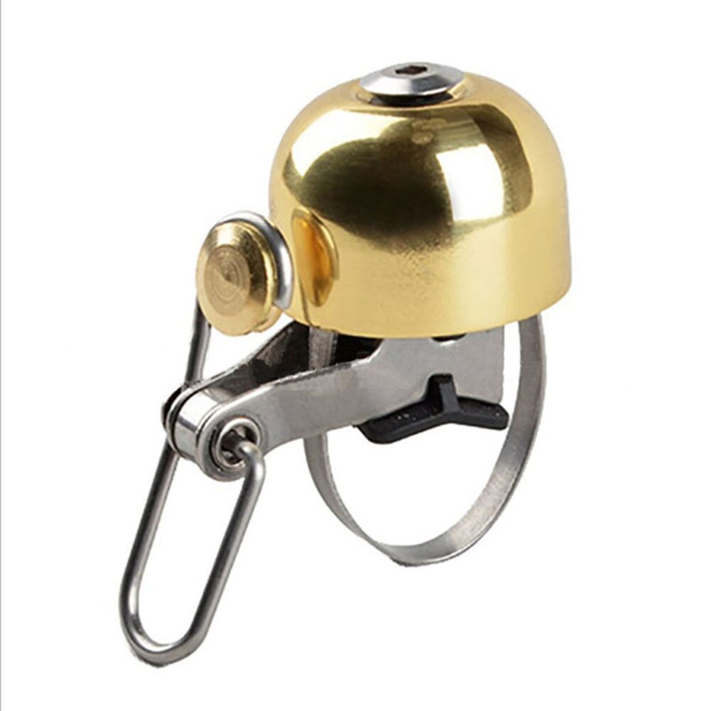 Cykel cykel styrring klockhorn hopfällbar klocka cykeltillbehör hopfällbara cyklar styre kopparring horn säkerhetsvarning: Guld-