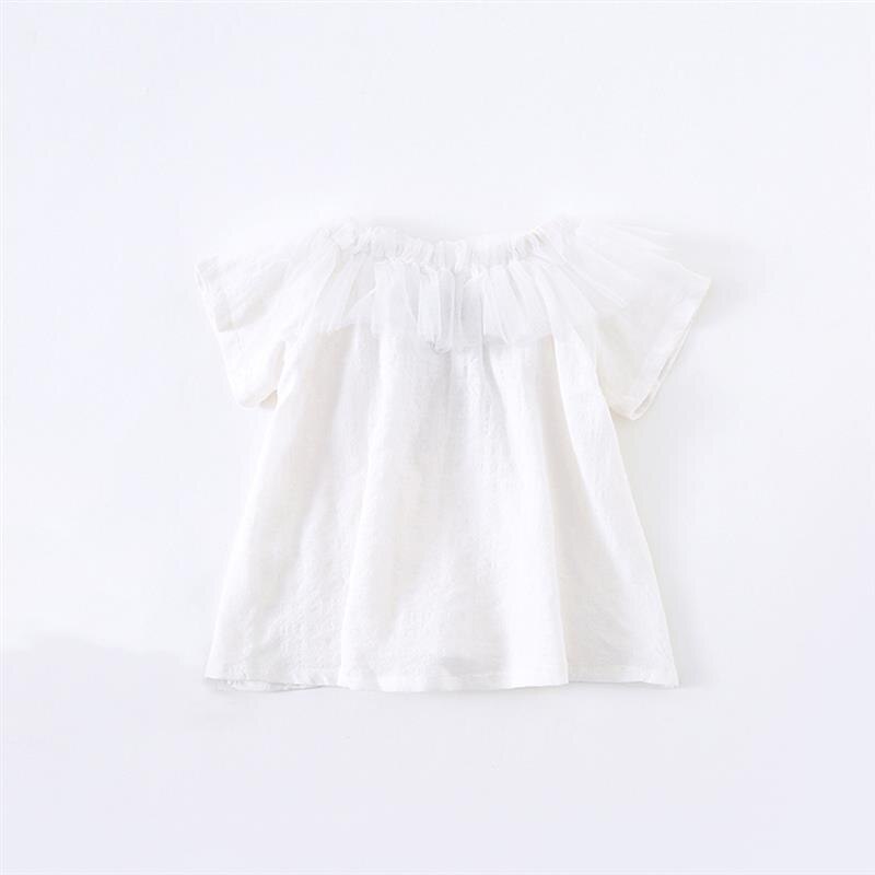 Baby Kleding Peuter Meisje Kid Leuke Tee Tops Zoete Japanse Stijl Zomer Pop Shirt Boog Korte Mouwen Shirt Wit blouses Kraag