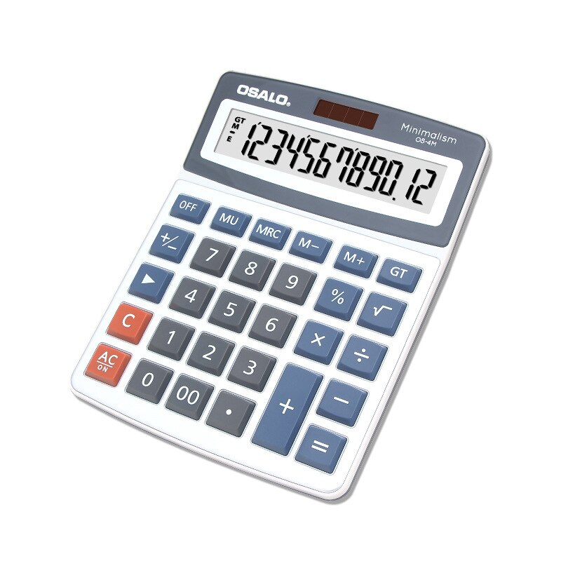 Calculator Listing Desktop Led Display 12 Digits Os4m Solar Dual Power Environmental Protection Abs Plastic Computer