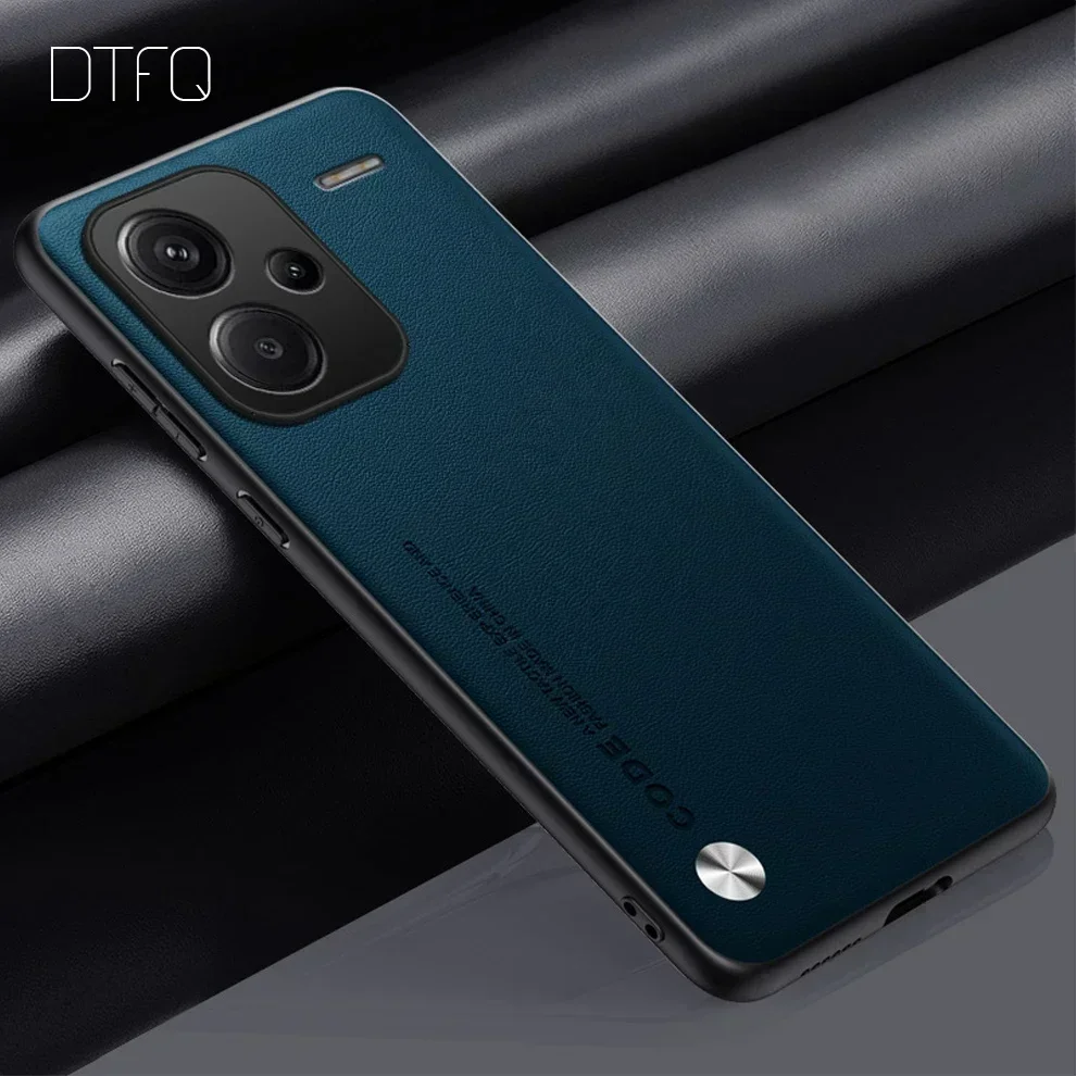 Capa Traseira Anti Choque para Xiaomi, Capa De Couro De Luxo Para Redmi Note 13 Pro Plus: ABS / CÉU AZUL