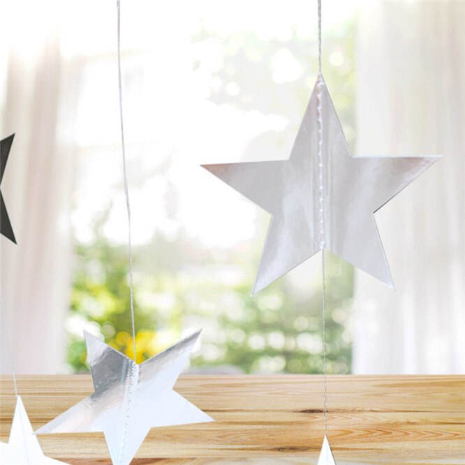 Guirlandes en forme d&#39;étoile de 4M, 2 pièces, banderole en papier doré, fournitures de décoration pour fête d&#39;anniversaire, mariage, fête prénatale
