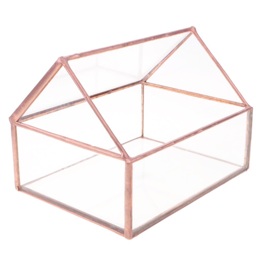 Glass House Terrarium Container Geometric Succulent Planter Wedding Card Box Decor: Default Title