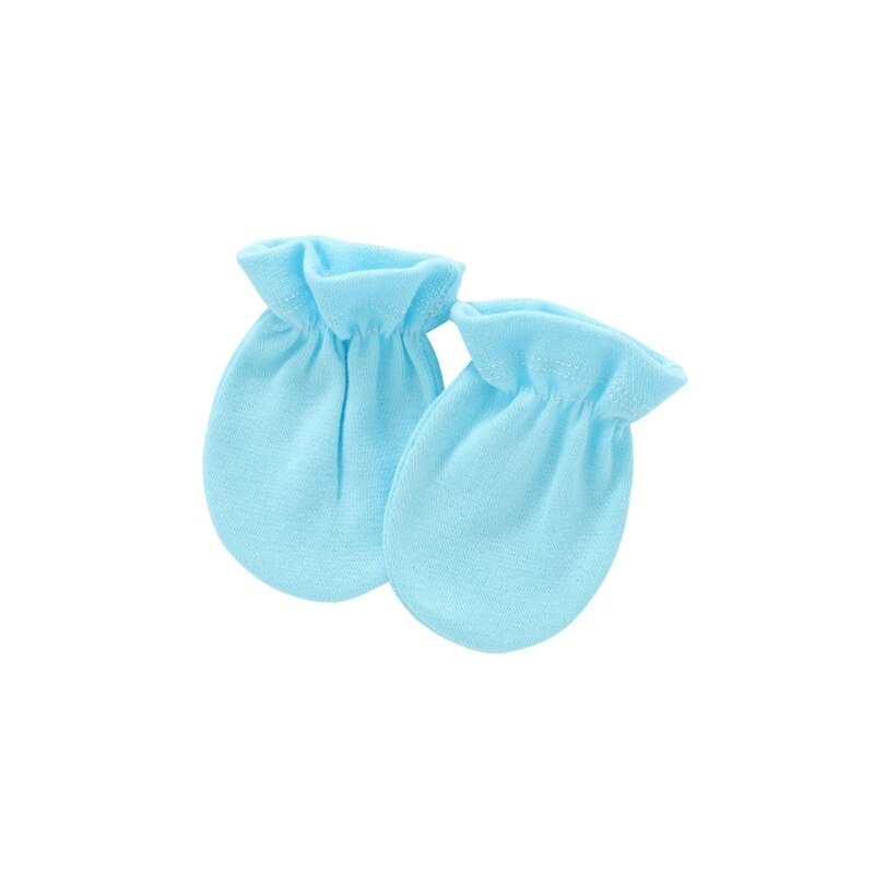 1 Paar Baby Anti Krassen Zachte Katoenen Handschoenen Pasgeboren Bescherming Gezicht Scratch Mittens Baby Handguard Levert: Sky Blue