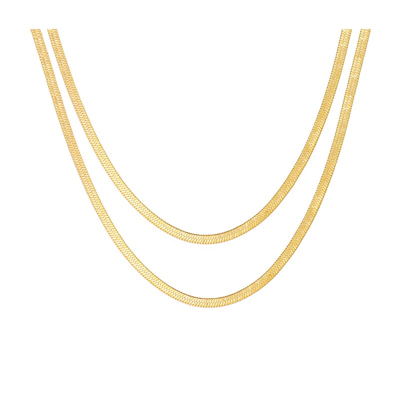 Estetyczna moda złoty kolor dwuwarstwowy wąż Chain Link Choker naszyjnik dla kobiet artystyczny wielowarstwowy urok biżuterii prezent