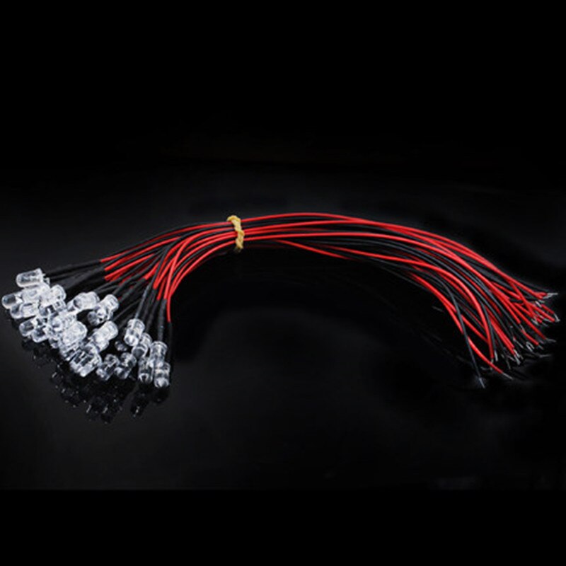 100PCS 3mm 5mm LED 5-12V 20cm Pre-wired White Red Green Blue Yellow UV RGB LED Lamp Decoration Light Emitting Diode Pre-soldered